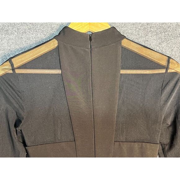 NWT Betsy & Adam Sheath Dress Knee Length Mesh Trim Mock Neck Black Women Size 0 - Picture 12 of 16